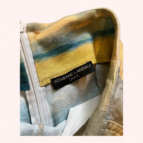 Adrienne Landau Blue Yellow Watercolor Wide Leg Pant Set NWOT Size S Resort - Picture 7 of 15